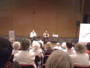 Bad pic of one of my favourite sessions: interviewing Alex Miller at Perth Writers Fest in 2010.