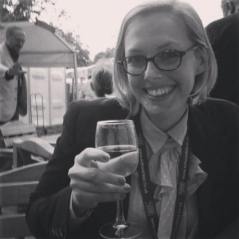 Relaxing with a drink by the authors' yurt, Edinburgh International Book Festival 2013.