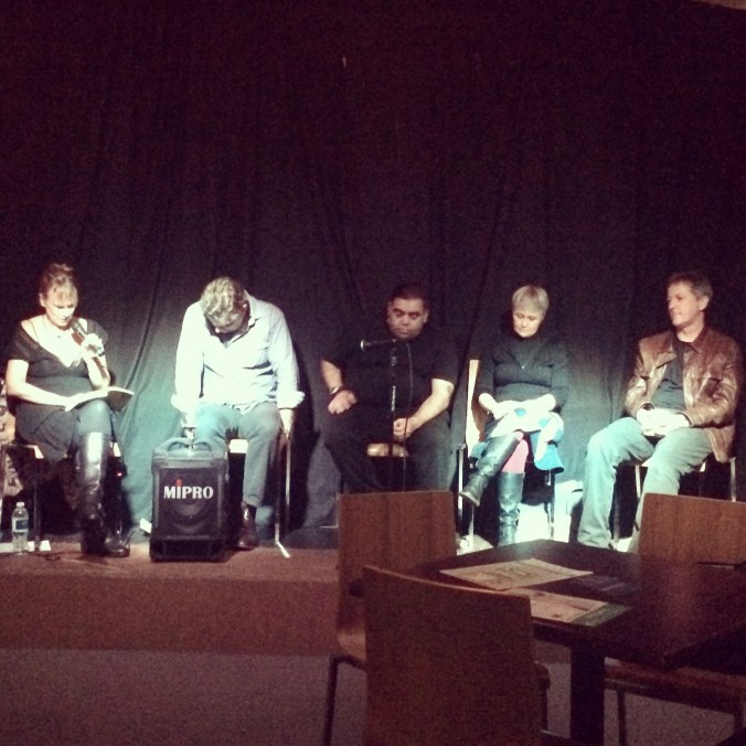Listening faces as Zacharey Jane reads from The Lifeboat at the Tatts in Lismore.